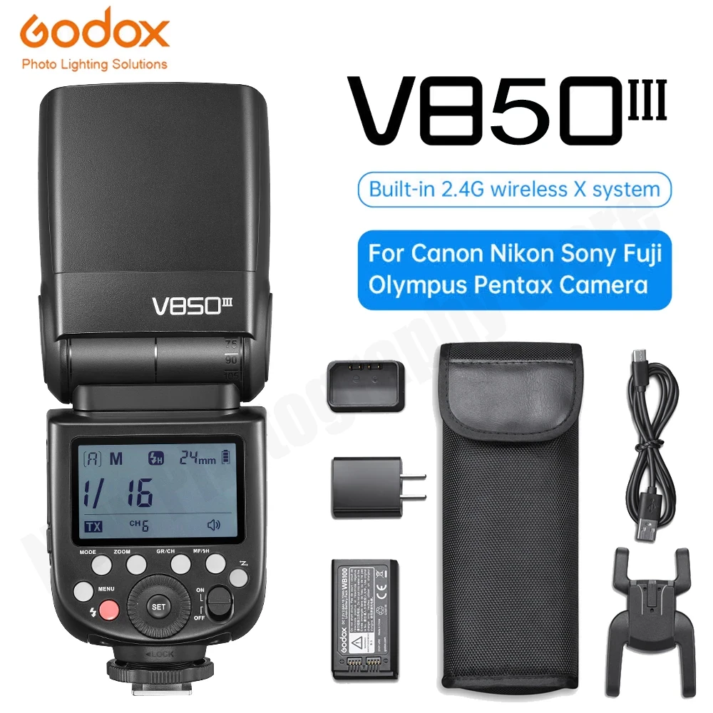 Вспышка Godox V850 III kit (мануальная) Canon Nikon Sony + подарки