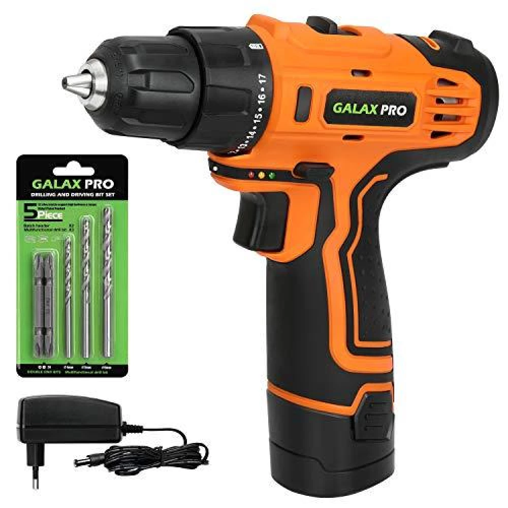 Акамуляторный шуруповёрт дрель GALAX PRO yd022a 12в  + набор