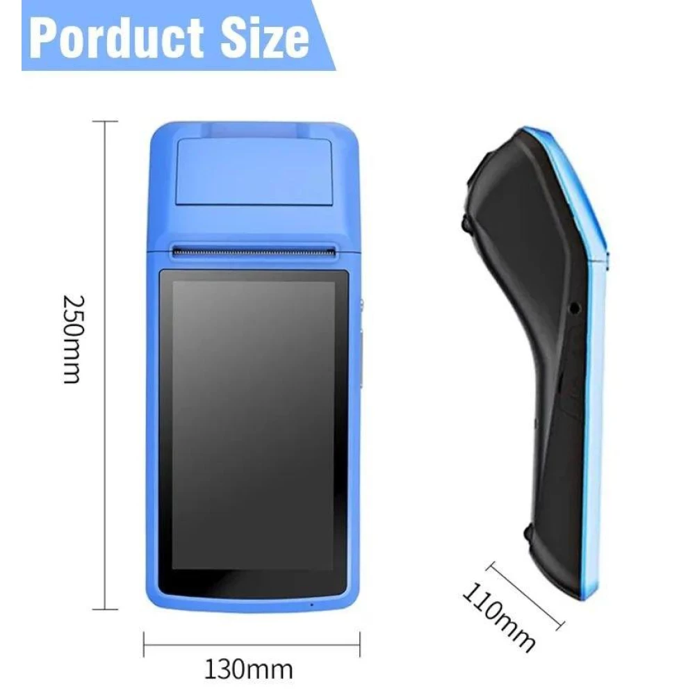 POS-терминал с встроенным принтером чеков MAXAH, 5“IPS, 58 мм, Android 8.1, GPS, 3G, WiFi, NFC, OTG