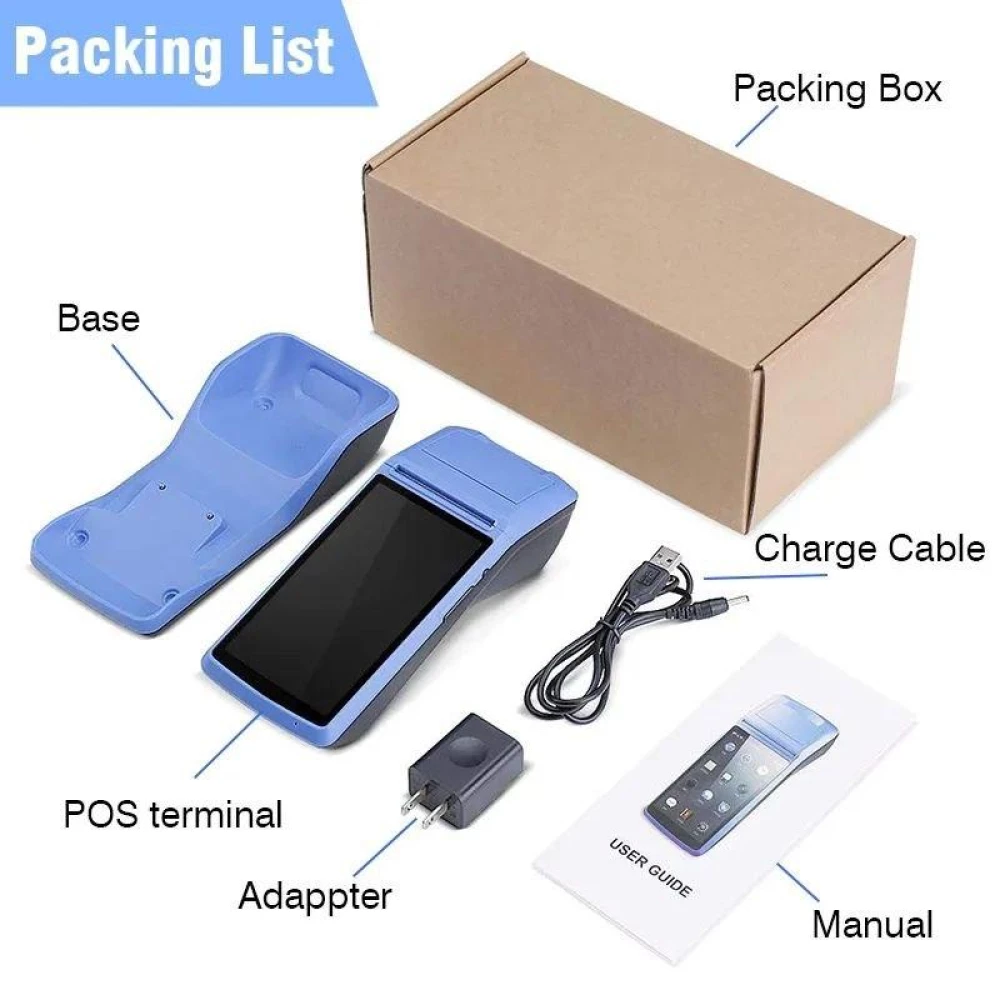 POS-терминал с встроенным принтером чеков MAXAH, 5“IPS, 58 мм, Android 8.1, GPS, 3G, WiFi, NFC, OTG