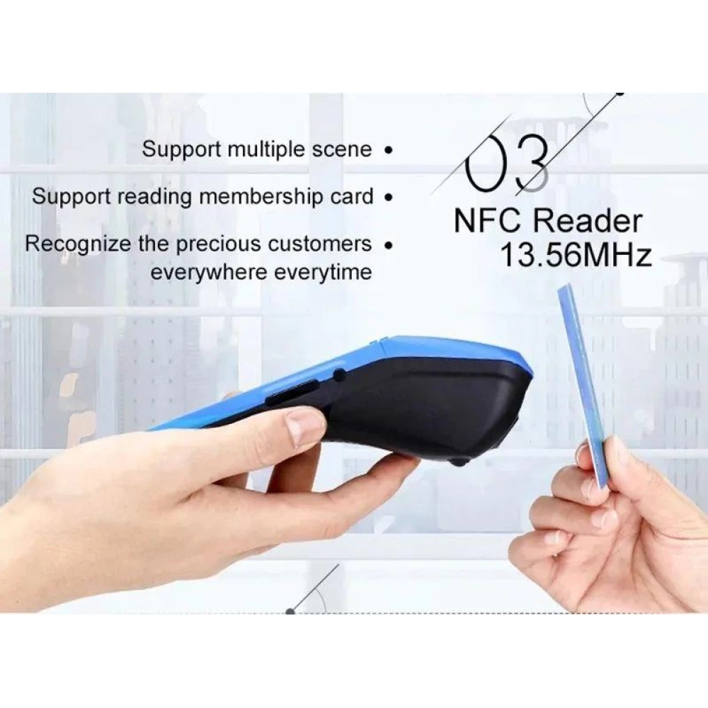 POS-терминал с встроенным принтером чеков MAXAH, 5“IPS, 58 мм, Android 8.1, GPS, 3G, WiFi, NFC, OTG