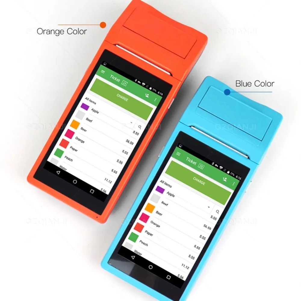 POS-терминал с встроенным принтером чеков Q2P, 5,5“ IPS, 58 мм, Android 8.1, GPS, 3G, WiFi, NFC, OTG