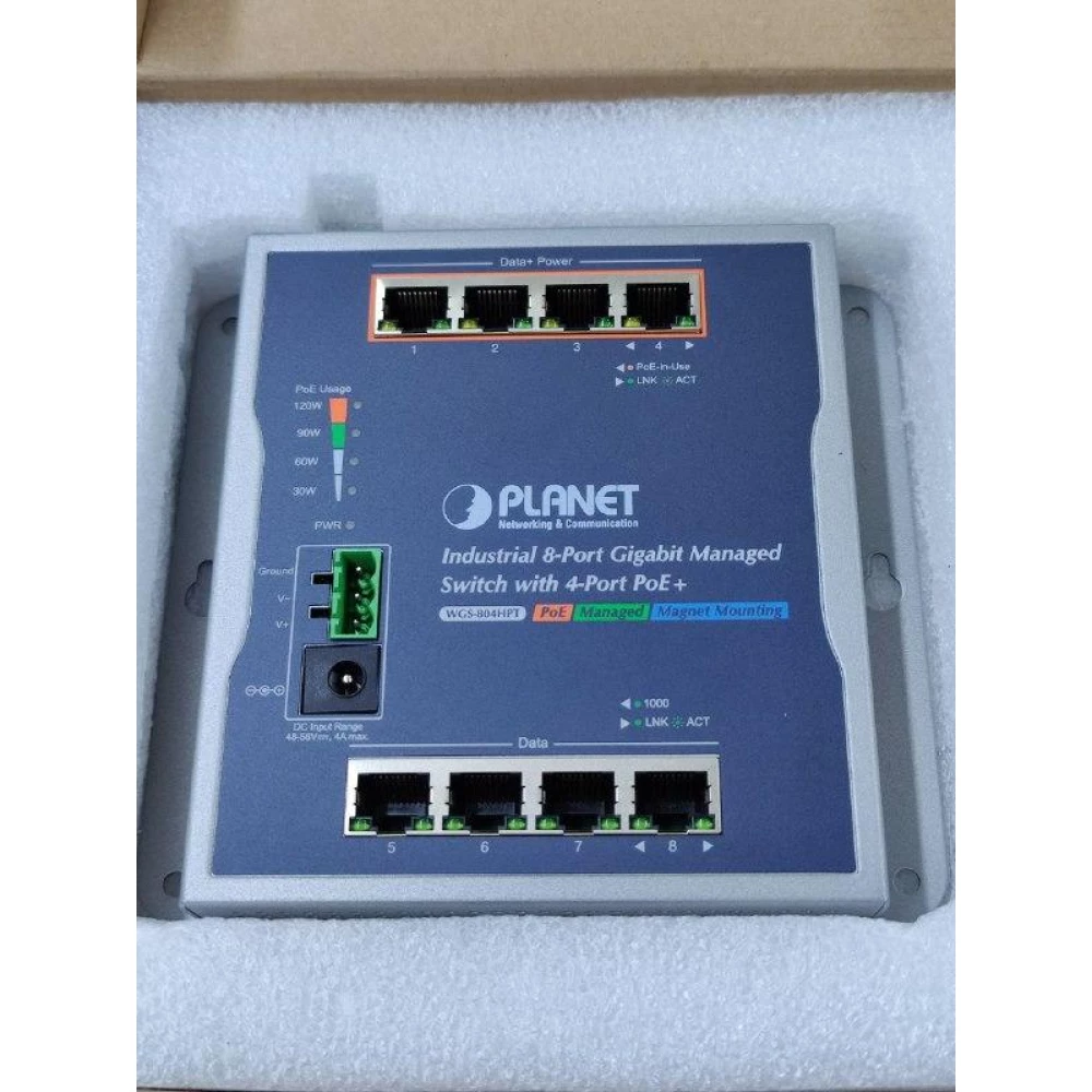Коммутатор свитч промышленный L2 Gigabit Ethernet PoE IP30 Planet WGS-804HPT