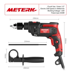 Изображение товара -  Дрель Шуруповерт Meterk 3000 об/хв Meterk Z1JE-KK104-13 Black Red 850вт