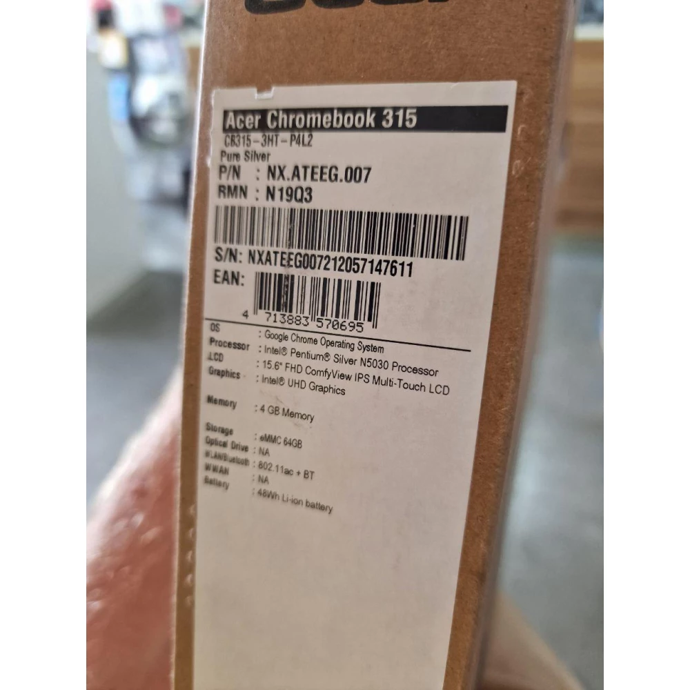 Ноутбук Acer Chromebook 15 (CB315-3HT-P4L2)  15.6 Full HD Intel Pentium N5030  4 Гб 64 ГБ