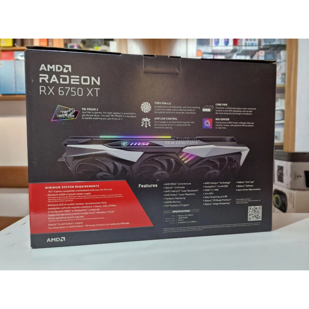 Видеокарта Radeon RX 6750 XT, MSI, GAMING X TRIO, 12Gb GDDR6, 192-bit, HDMI/3xDP, 2600/18000 MHz, 2x8-pin