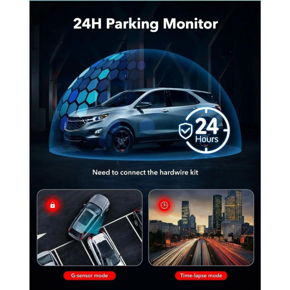 Відеореєстратор REDTIGER F7NP 4K з Wi-Fi GPS і комплектом дротів USB C і камерою заднього огляду