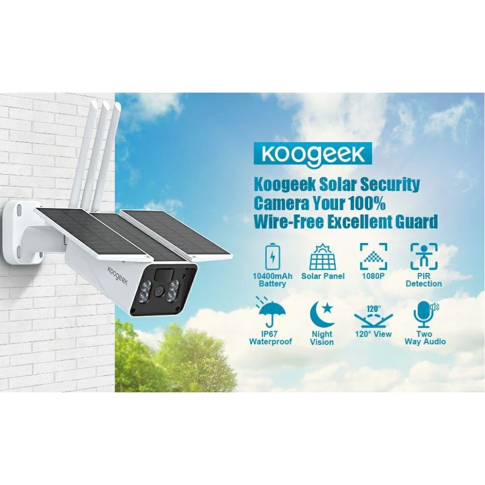 Беспроводная уличная камера на солнечных панелях, Koogeek ZC-IPC216 1080p ip67