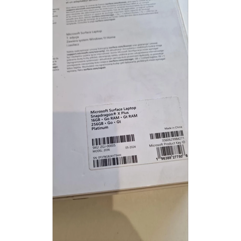 Ноутбук Microsoft Surface Laptop Snapdragon 16GB/256GB (platinum) (ZGJ-00005)