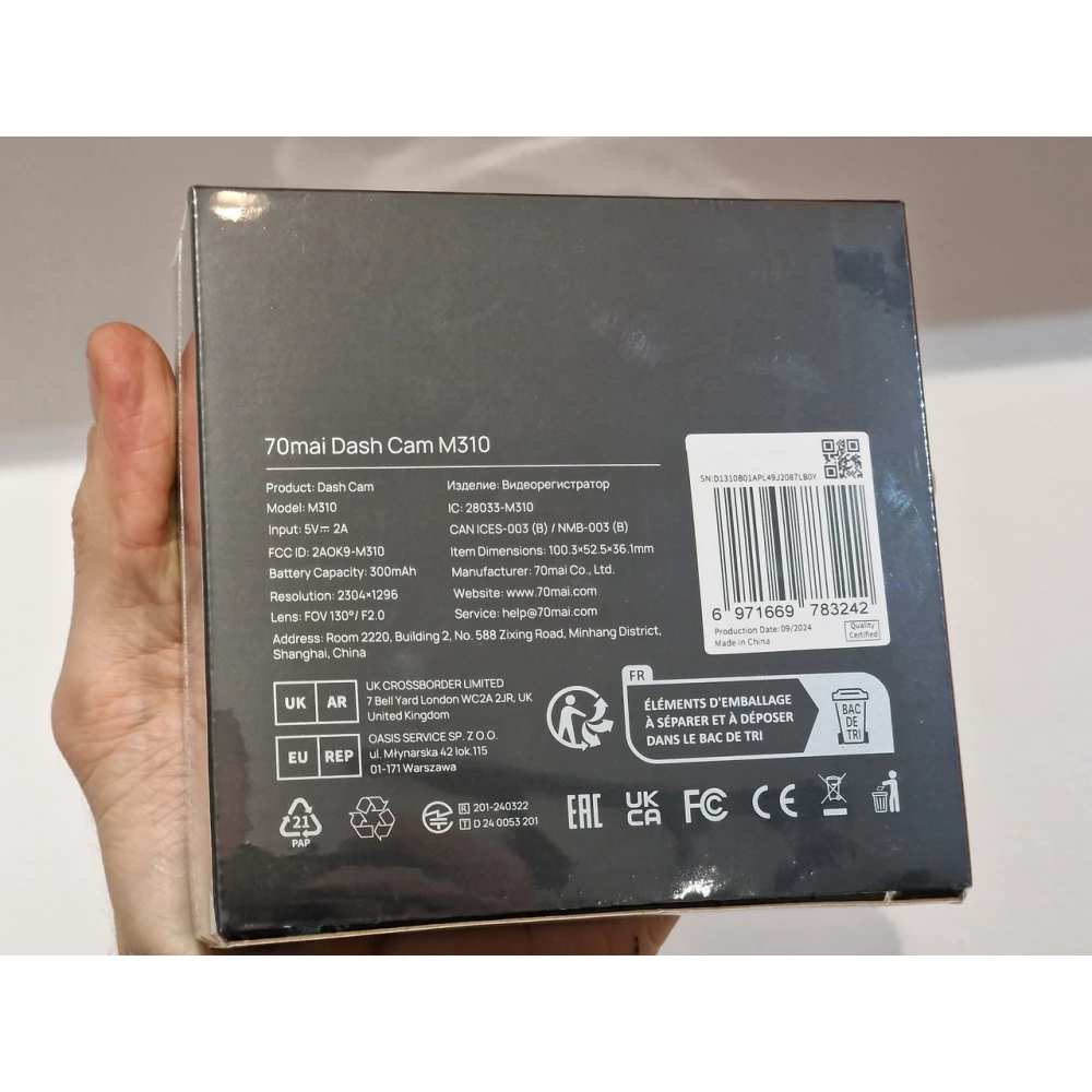 Видеорегистратор Xiaomi 70mai Dash Cam M310 1296P WiFi Car DVR