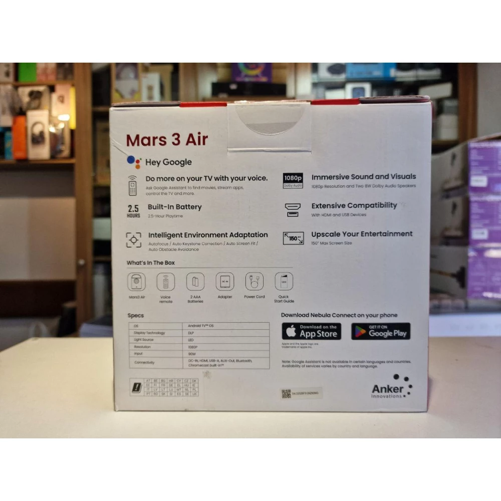 Портативный проектор Anker Nebula Mars 3 Air GTV Projector зі звуком Dolby Digital і FullHD