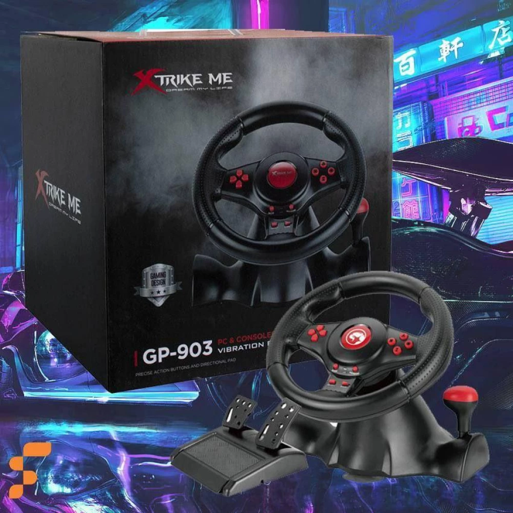 Игровой руль XTRIKE ME GP-903 Racing Wheel с системой виброотдачи и педалями газа и тормоза