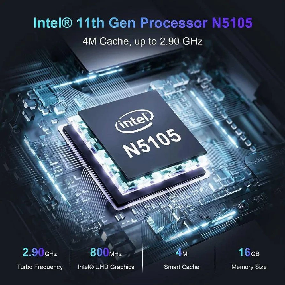 Мини ПК ALLIWAVA GX55 Intel Celeron N5105 RAM 16GB SSD 512GB Windows 11