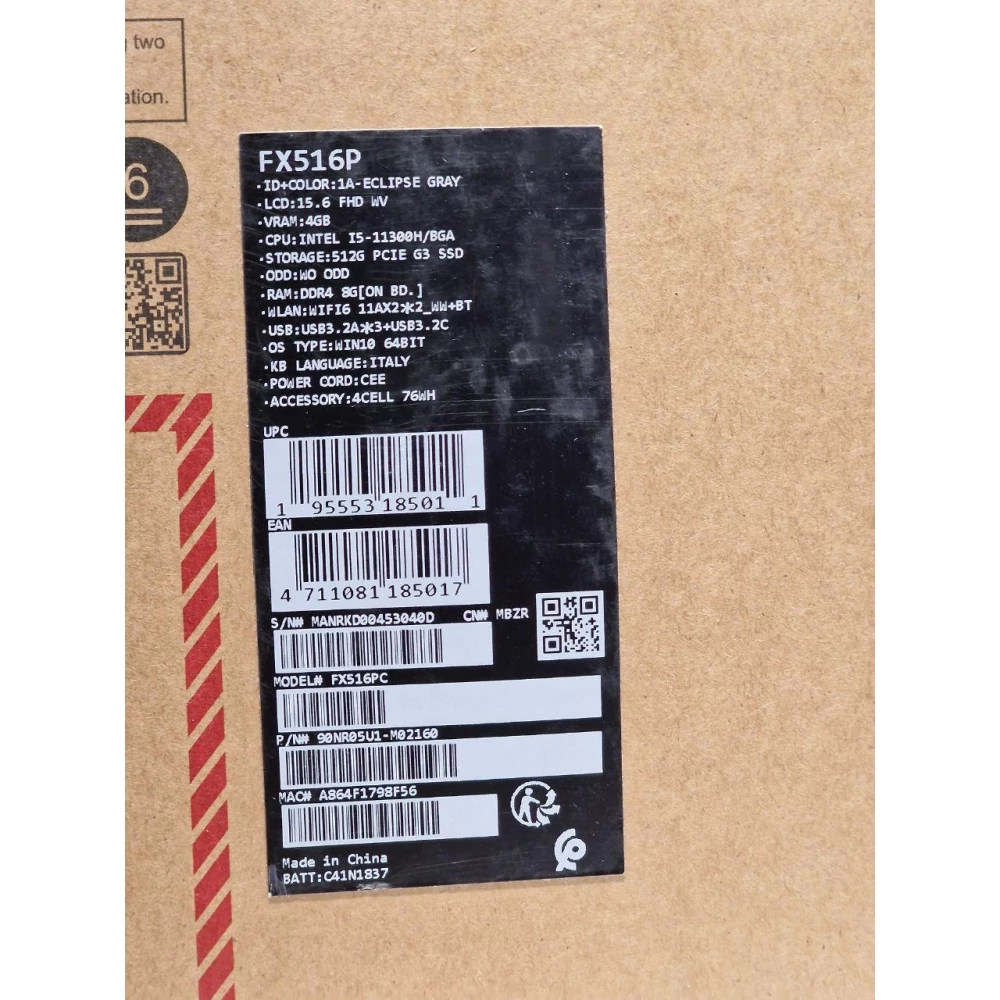 Ноутбук ASUS TUF Dash F15 FX516PC-HN002 8/512 i5-11300H RTX 3050 Eclipse Gray (90NR05U1-M00820)