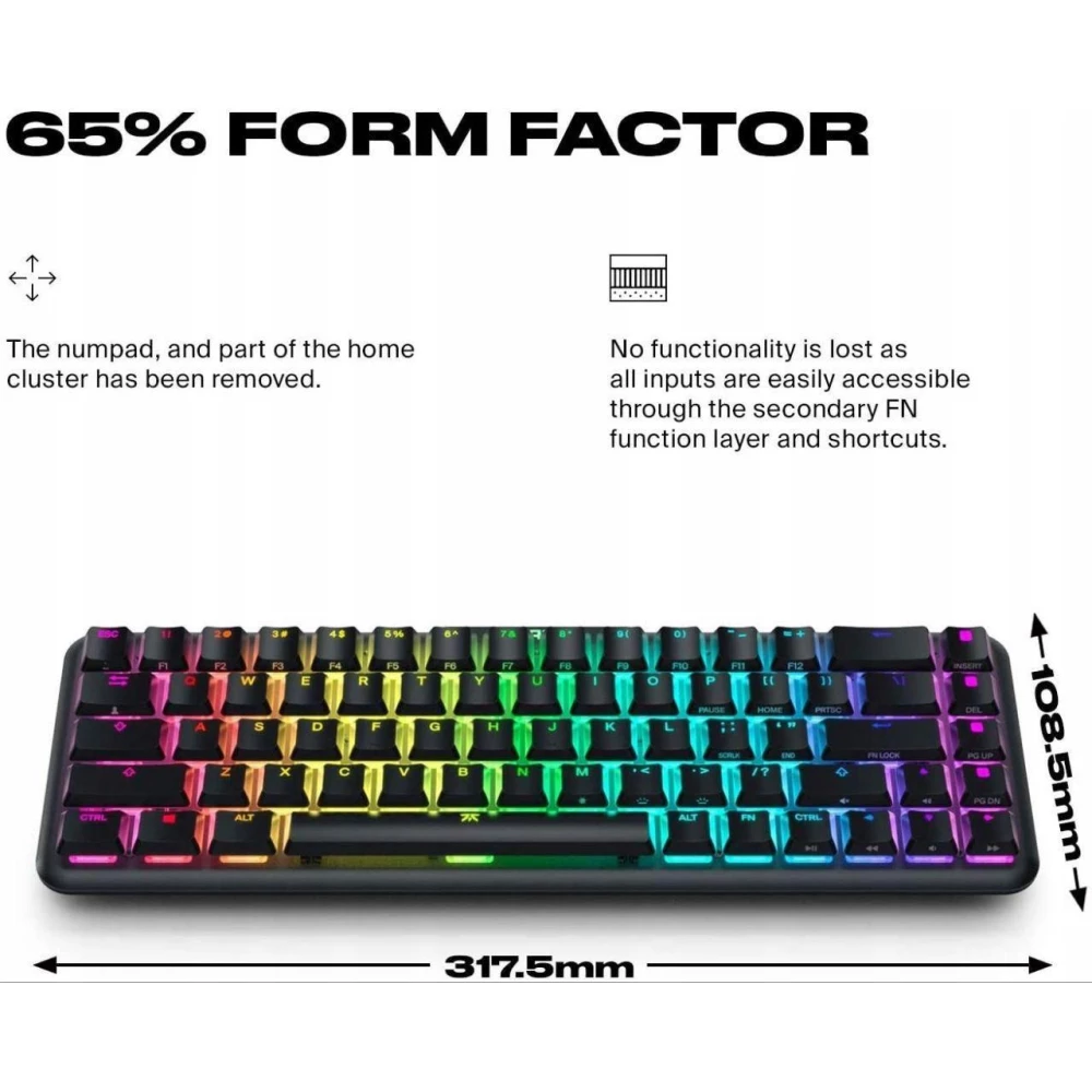 Fnatic streak65 компактная механическая rgb клавиатура