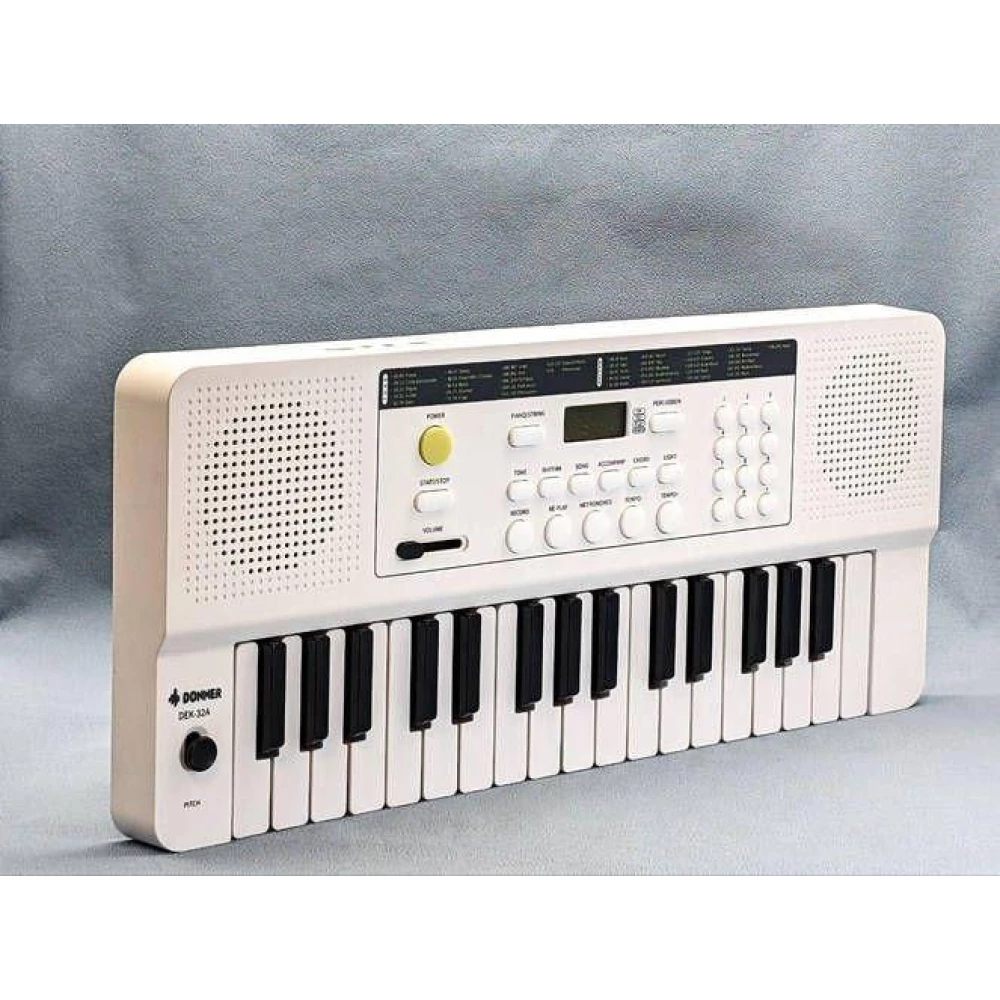 Цифровое пианино Donner DEK-32A 32 клавишное клавиатурное, синтезатор для начинающих белый