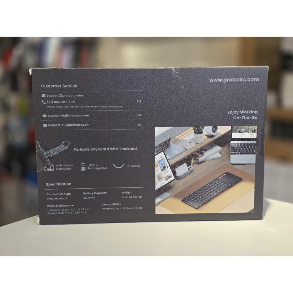 Беспроводная складная клавиатура с сенсорной панелью ProtoArc ХКО1 ТР