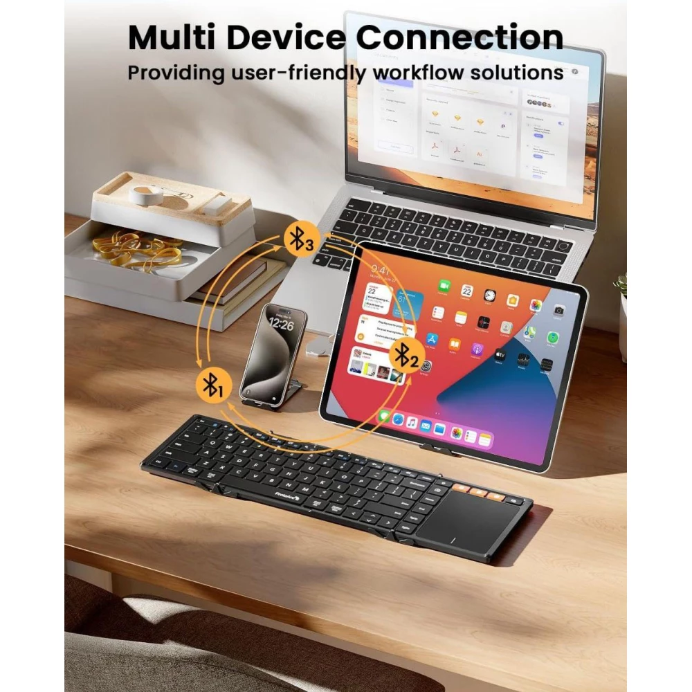 Беспроводная складная клавиатура с сенсорной панелью ProtoArc ХКО1 ТР