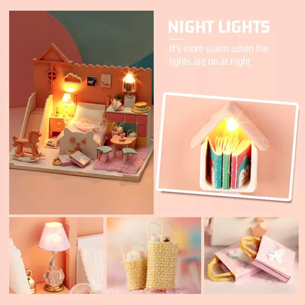 DIY Кукольный дом ручной сборки модель DIY Дом meow Миа Zp02