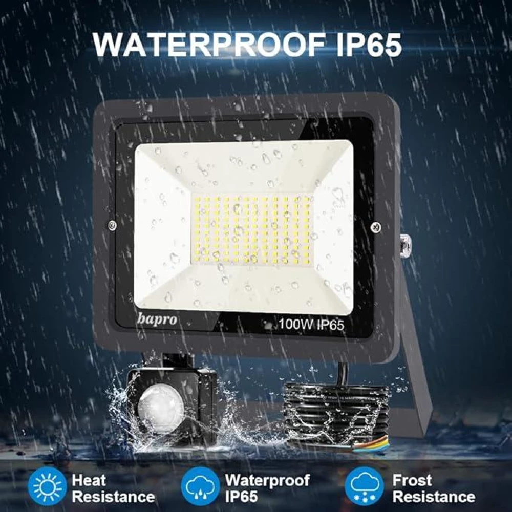Светодиодный Прожектор LED 100w 6500K IP65 6000LM Bapro Natur 100 Вт з датчиком движения Class A++