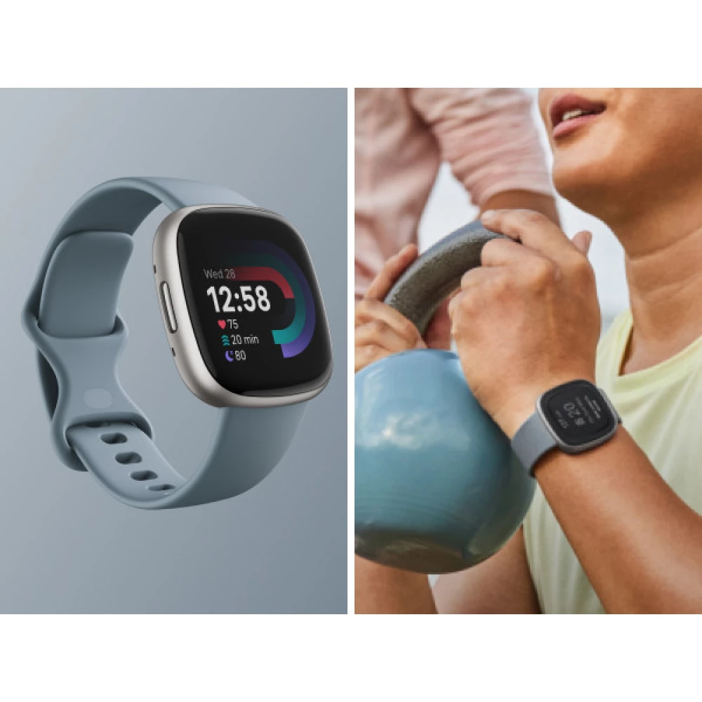 Fitbit Versa 4 Waterfall Blue / Platinum Aluminum