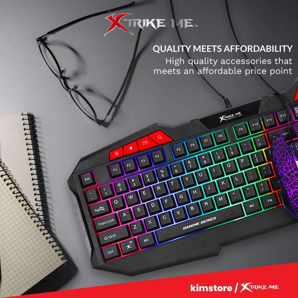 Клавиатура с мышкой игровая проводнаяс с  Xtrike Me радужной подсветкой Black (MK-503)