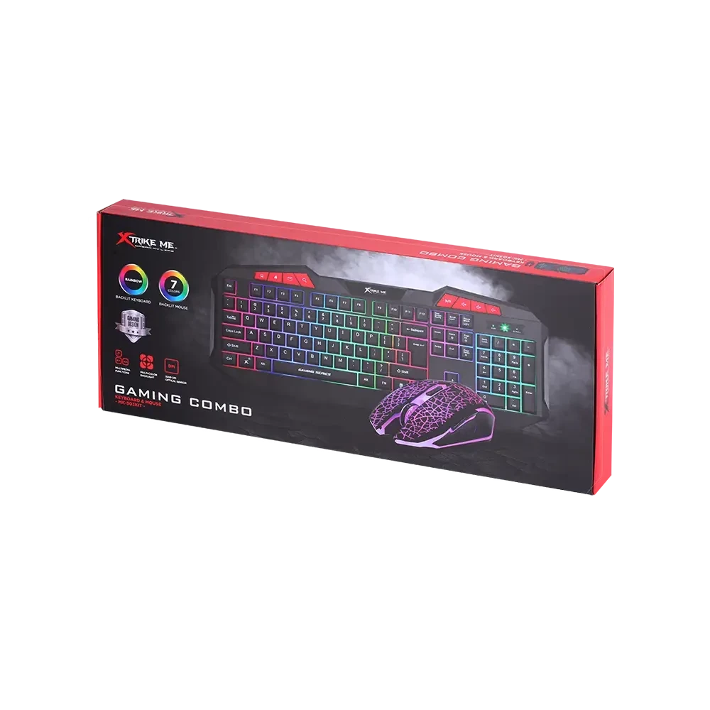 Клавиатура с мышкой игровая проводнаяс с  Xtrike Me радужной подсветкой Black (MK-503)