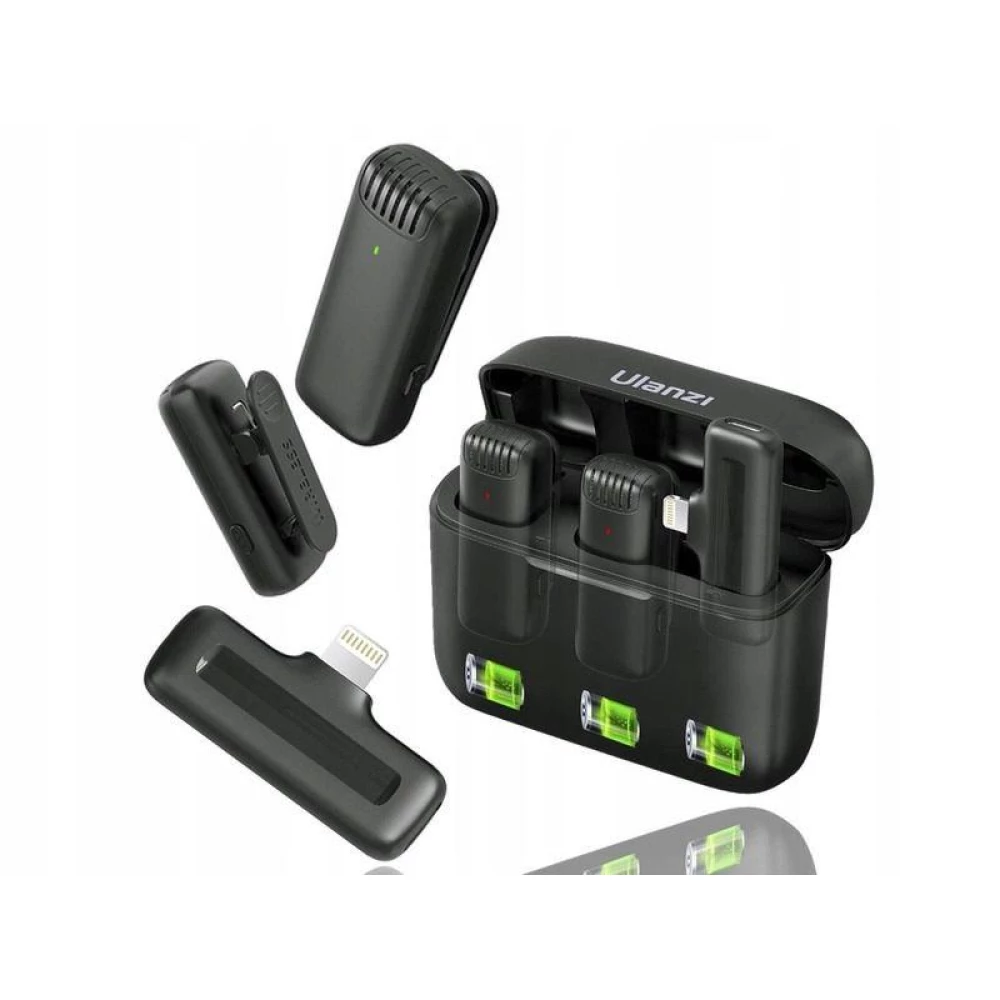 Микрофон петличный беспроводной Ulanzi J12 Черный для телефона iPhone с разъемом Lighting