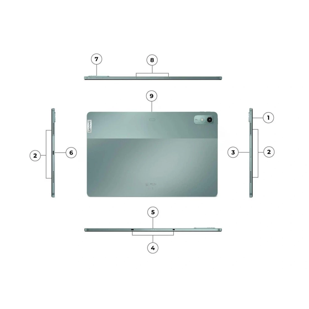Планшет Lenovo Tab P12 TB370FU 8/128GB Wi-Fi Green, 8/8Мп, IPS 12.7“, Dimensity 7050, 13/8Мп, 10200 мАч