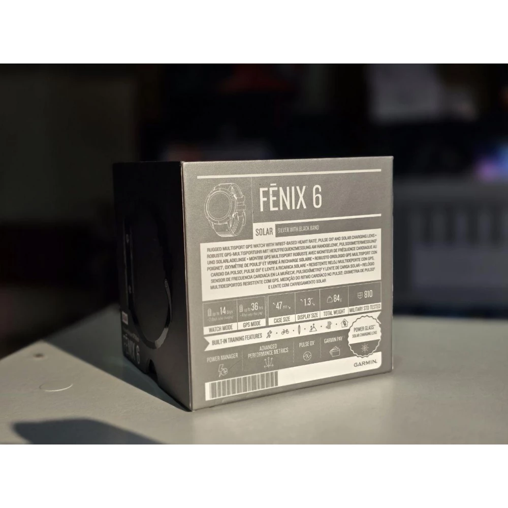 Спортивные часы Garmin Fenix 6 Solar Silver Black Band 010-02410-00