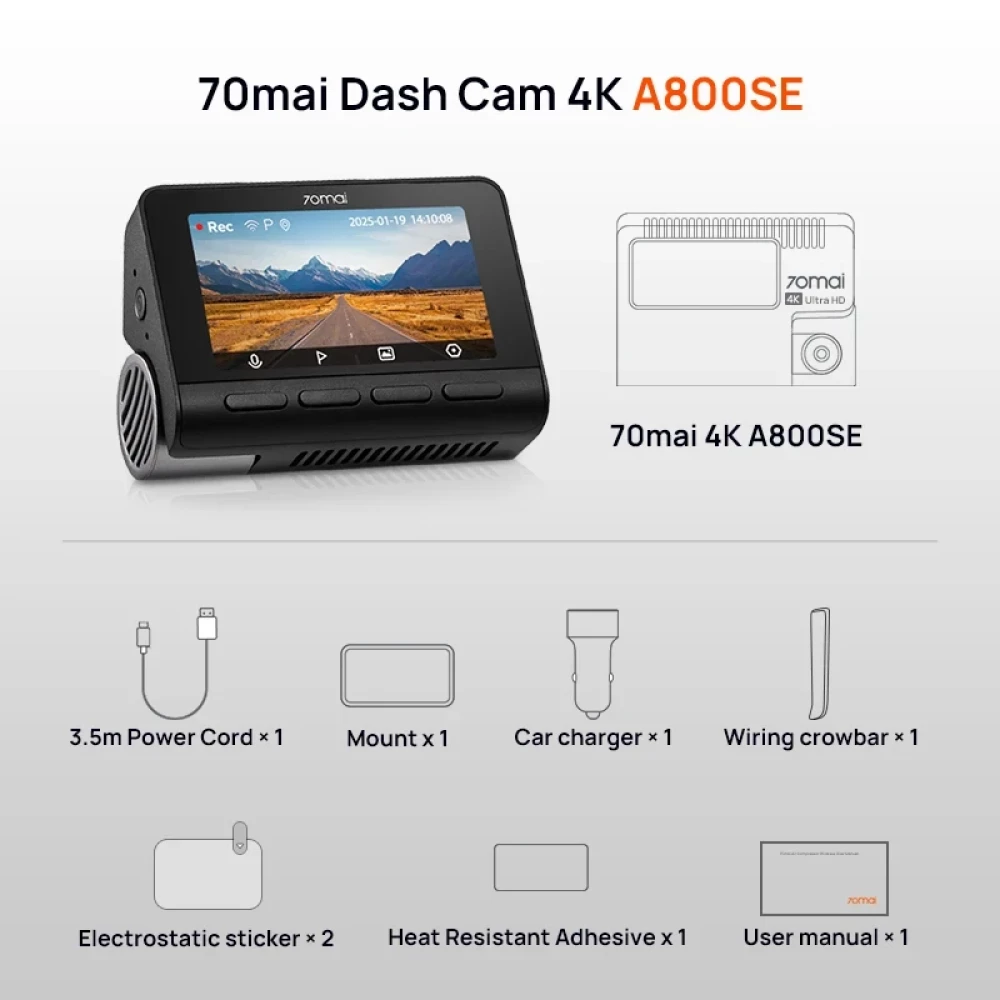 Відеореєстратор 4k Xiaomi 70mai Dash Cam A800SE