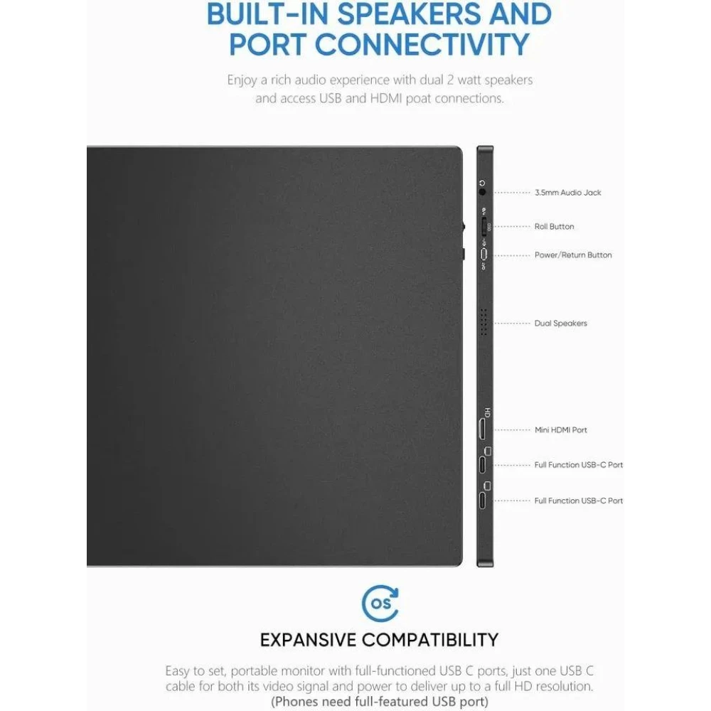 Портативний монітор Arzopa A1 Gamut ультратонкий 15,6“ 1920 х 1080 IPS