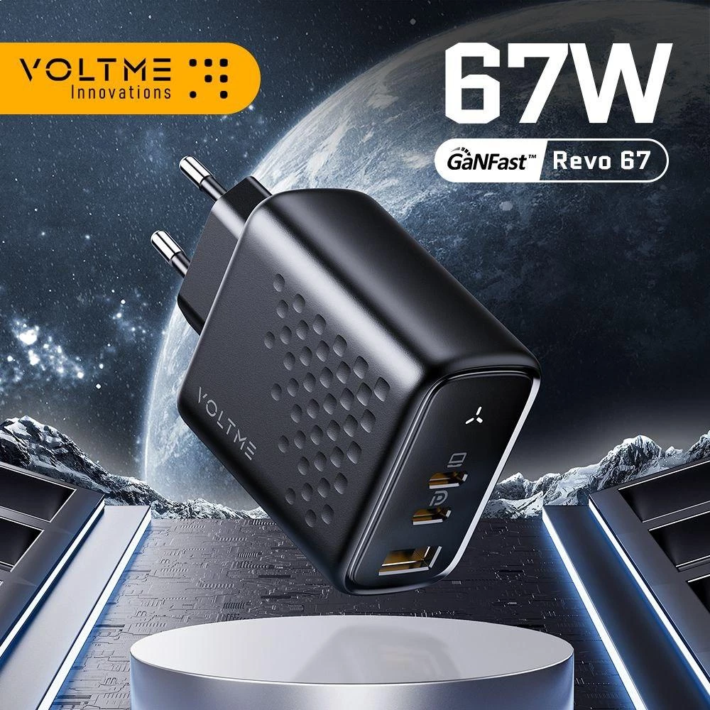 Зарядное устройство VOLTME Revo 67W Gan Charger USB-C+USB-C+USB-A GaN 67Вт PD3.0 QC4.0+