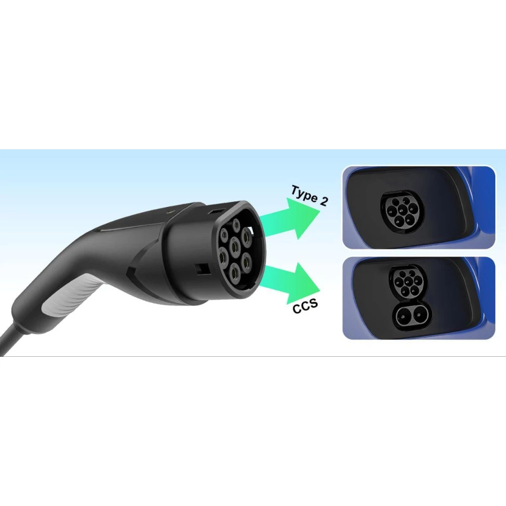 Зарядний пристрій для електромобілів типу 2 EVDANCE EV-ACS3205E з вилкою CEE CHUKO [7,36 кВт, 1 фаза, 6,1 м 10