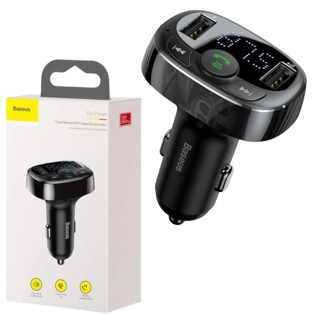 FM Модулятор Baseus S-09A CCMT000001 (2USB/3,4А) чорный, FM модулятор для авто, трансмитер для машини