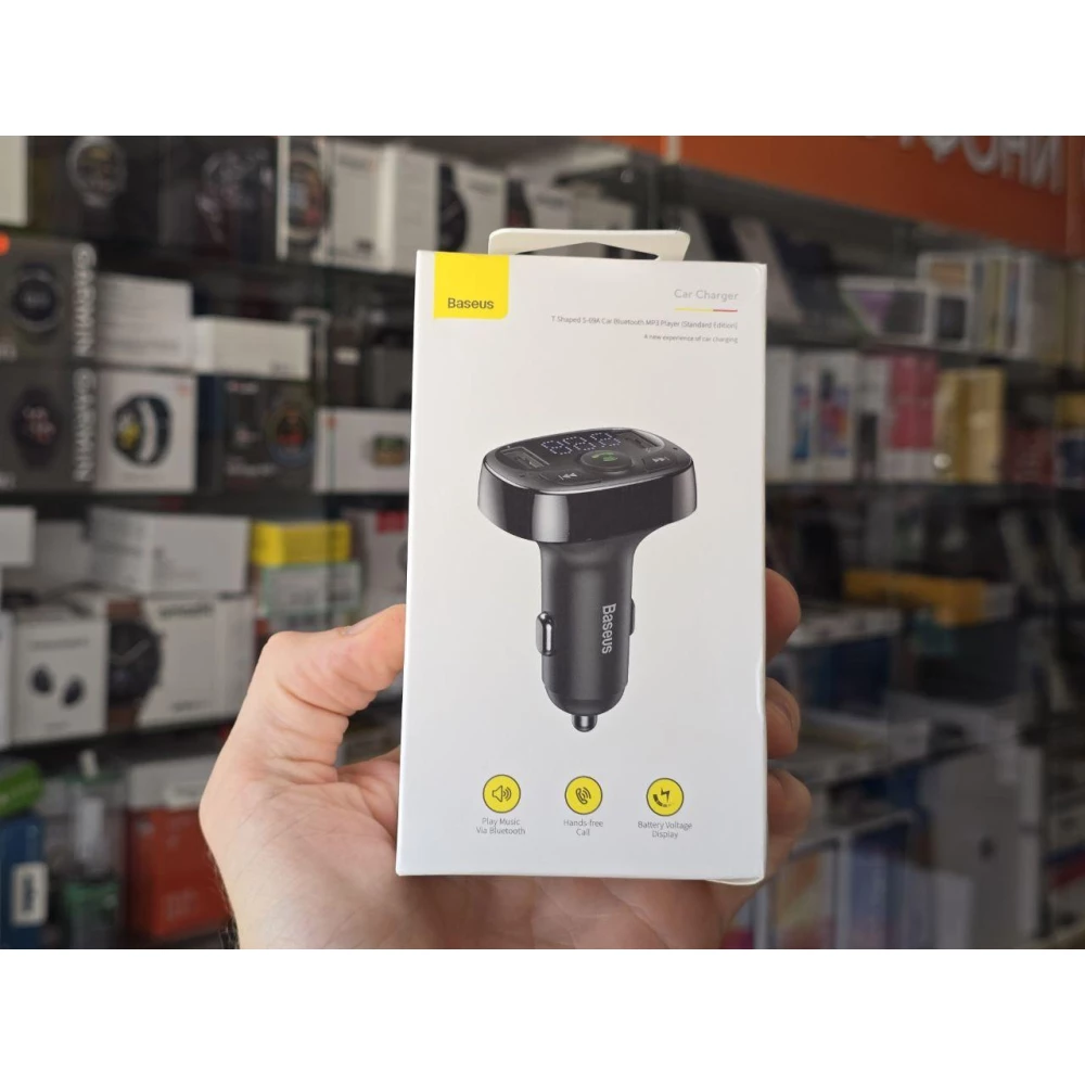 FM Модулятор Baseus S-09A CCMT000001 (2USB/3,4А) чорный, FM модулятор для авто, трансмитер для машини