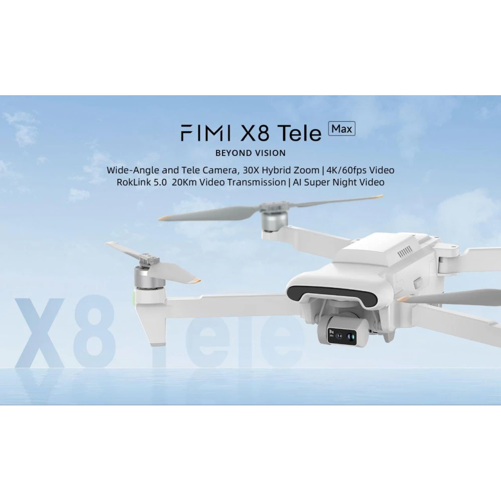 Професиональный квадрокоптер FIMI X8 TELE MAX 4K дрон 3-Axis Gimbal HDR 48MP 30x, GPS, 15 км до 38 хв.