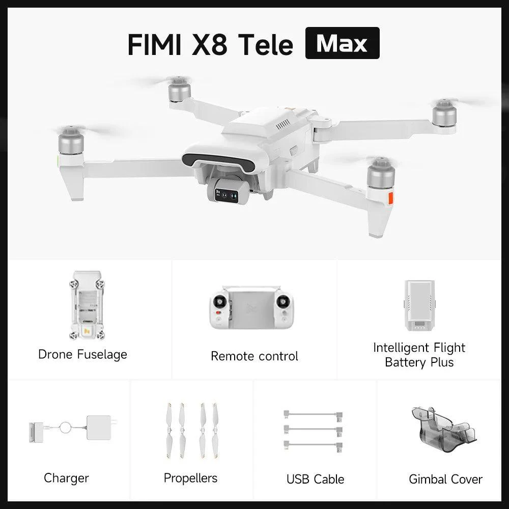 Професиональный квадрокоптер FIMI X8 TELE MAX 4K дрон 3-Axis Gimbal HDR 48MP 30x, GPS, 15 км до 38 хв.