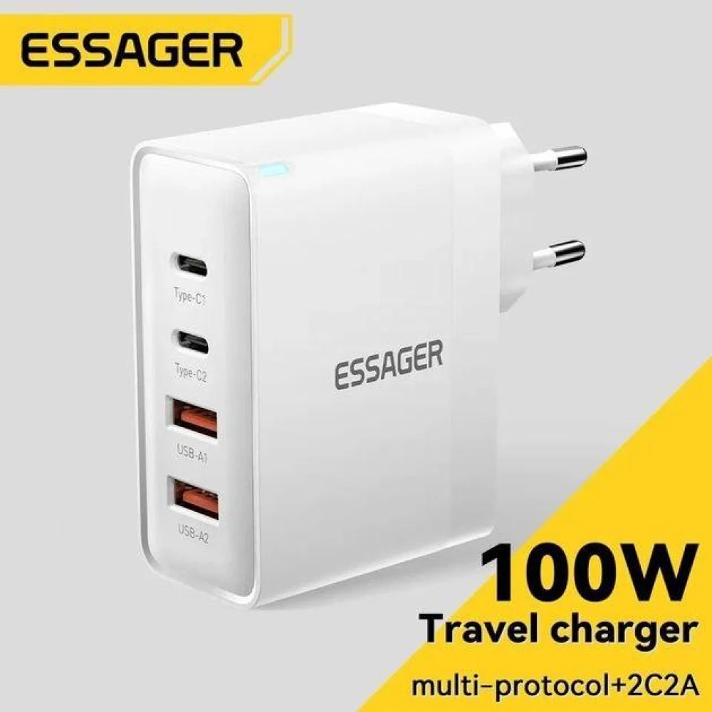 Зарядное устройство Essager 100W GAN (2xType-C + 2xUSB-A) ES-CD37 WHITE