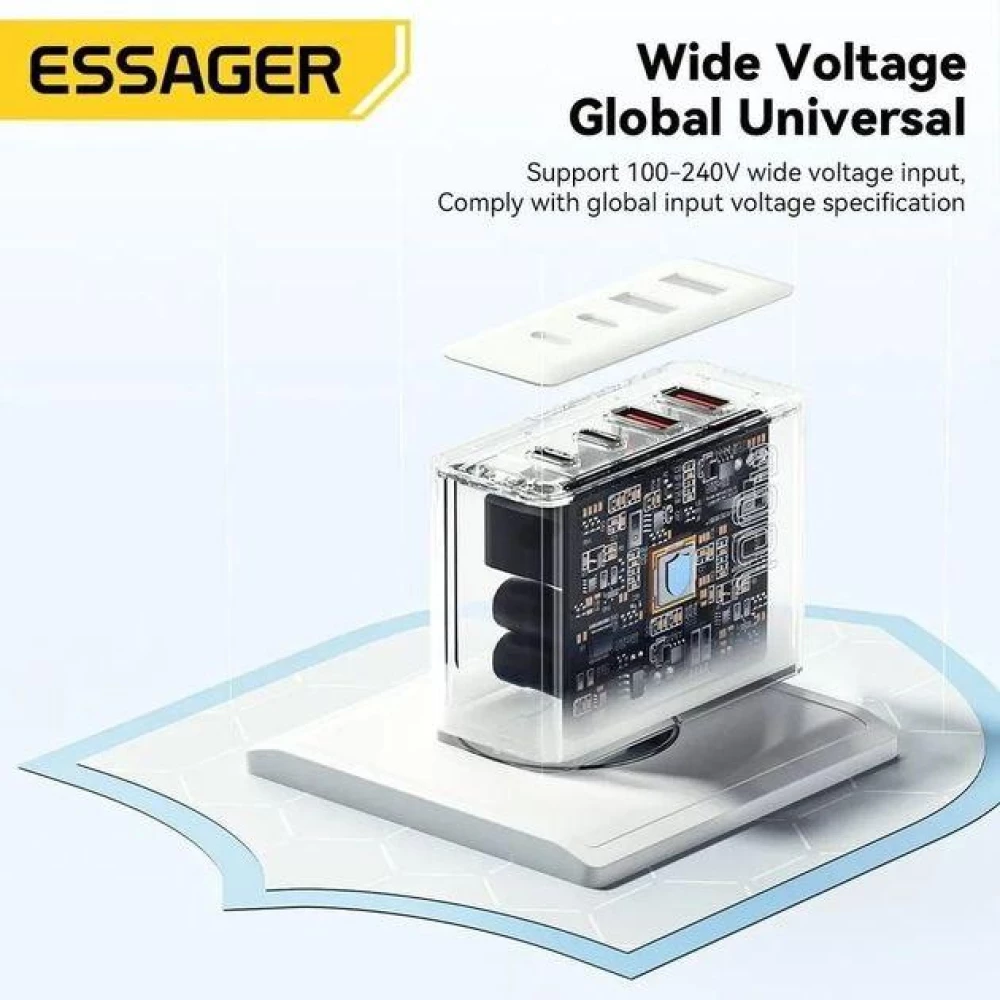 Зарядное устройство Essager 100W GAN (2xType-C + 2xUSB-A) ES-CD37 WHITE