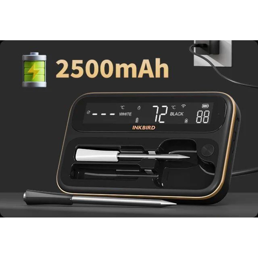 BBQ термометр Inkbird INT-12-BW цифровой Bluetooth 5.4 та Wi-Fi 5G+2.4G на 2 беспроводные щупы IP67