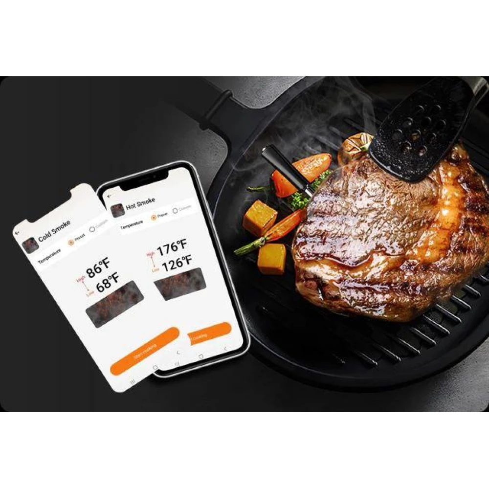 BBQ термометр Inkbird INT-12-BW цифровой Bluetooth 5.4 та Wi-Fi 5G+2.4G на 2 беспроводные щупы IP67