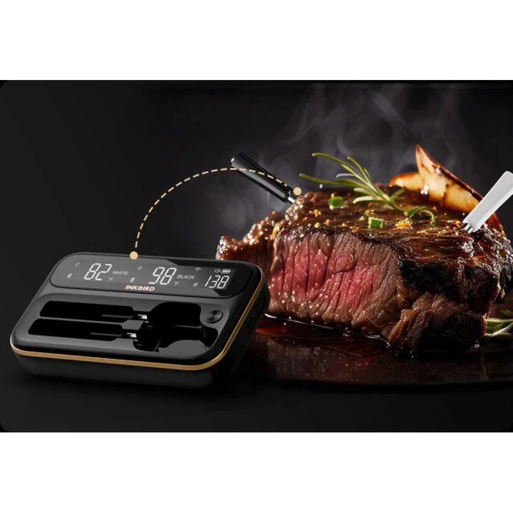 BBQ термометр Inkbird INT-12-BW цифровой Bluetooth 5.4 та Wi-Fi 5G+2.4G на 2 беспроводные щупы IP67