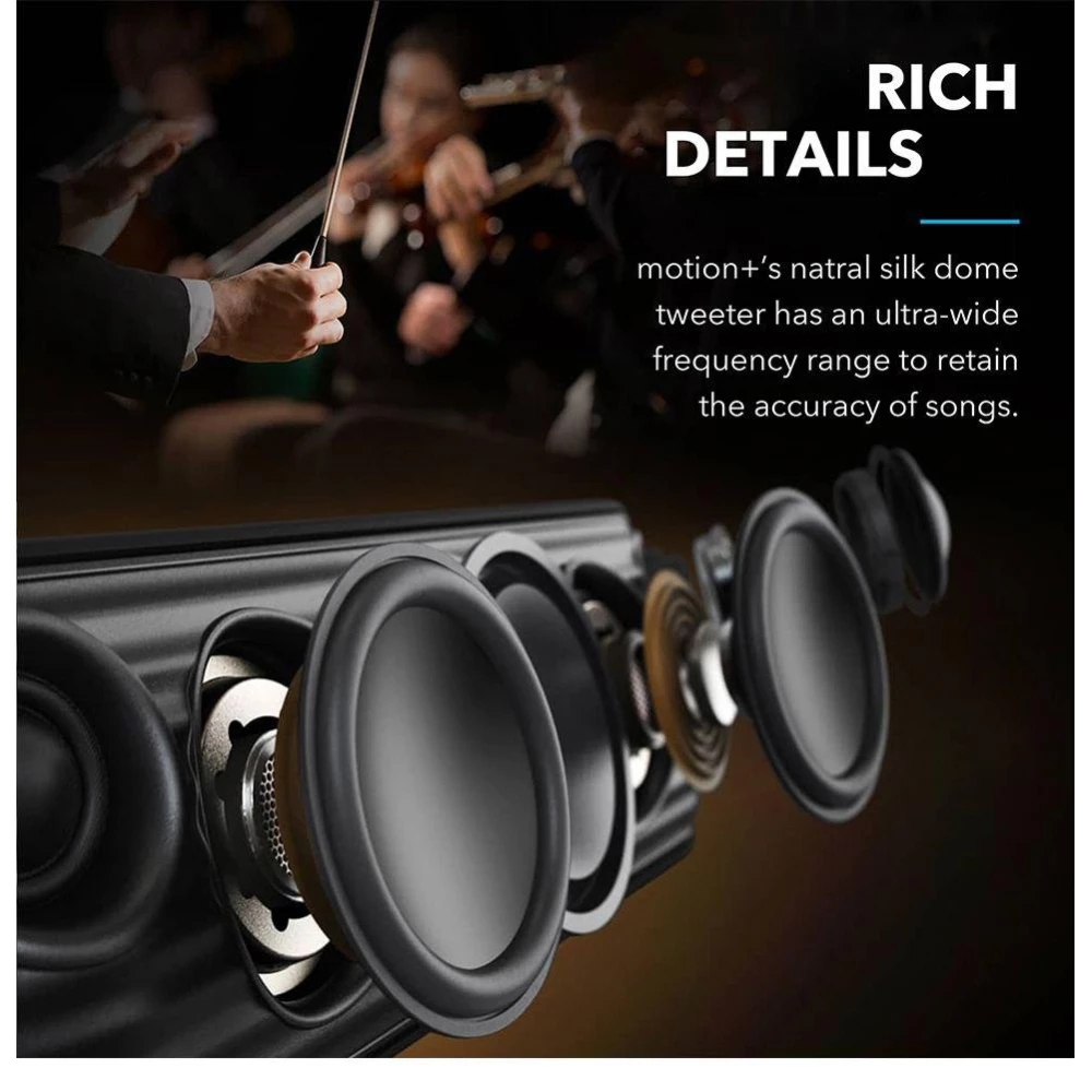 Колонка Anker Soundcore Motion Plus + , Hi-Res звук, AptX HD, Bluetooth 5.0, влагозащита IPX7