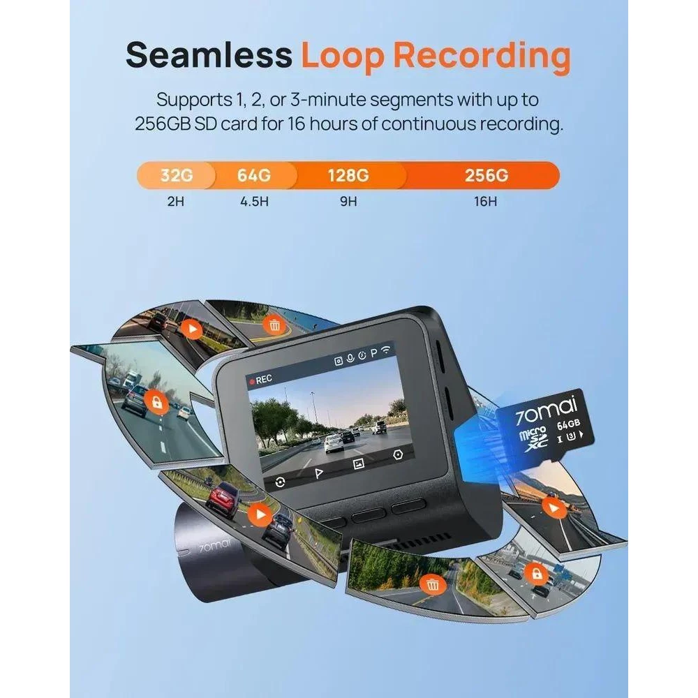 Автомобільний відеореєстратор 70mai Dash Cam A410 2.5K Wi-Fi та GPS Parking Mode