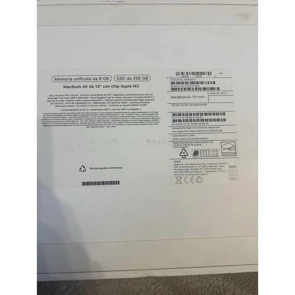 Ноутбук Apple MacBook Air 13“ M3 8/256GB (MRXN3) Space Grey