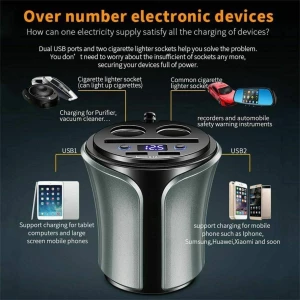 Зображення товара - HSC HSC-108D багатофункціональне подвійне заряджання через usb 12-24 В підсклянник 100 Вт + 40 Вт