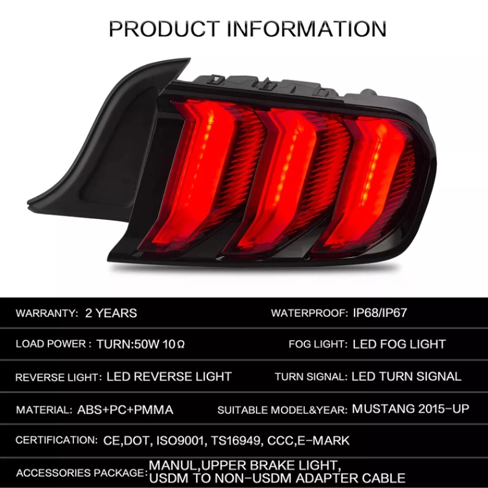 Задні ліхтарі стопи Ford Mustang 2015-2019 red