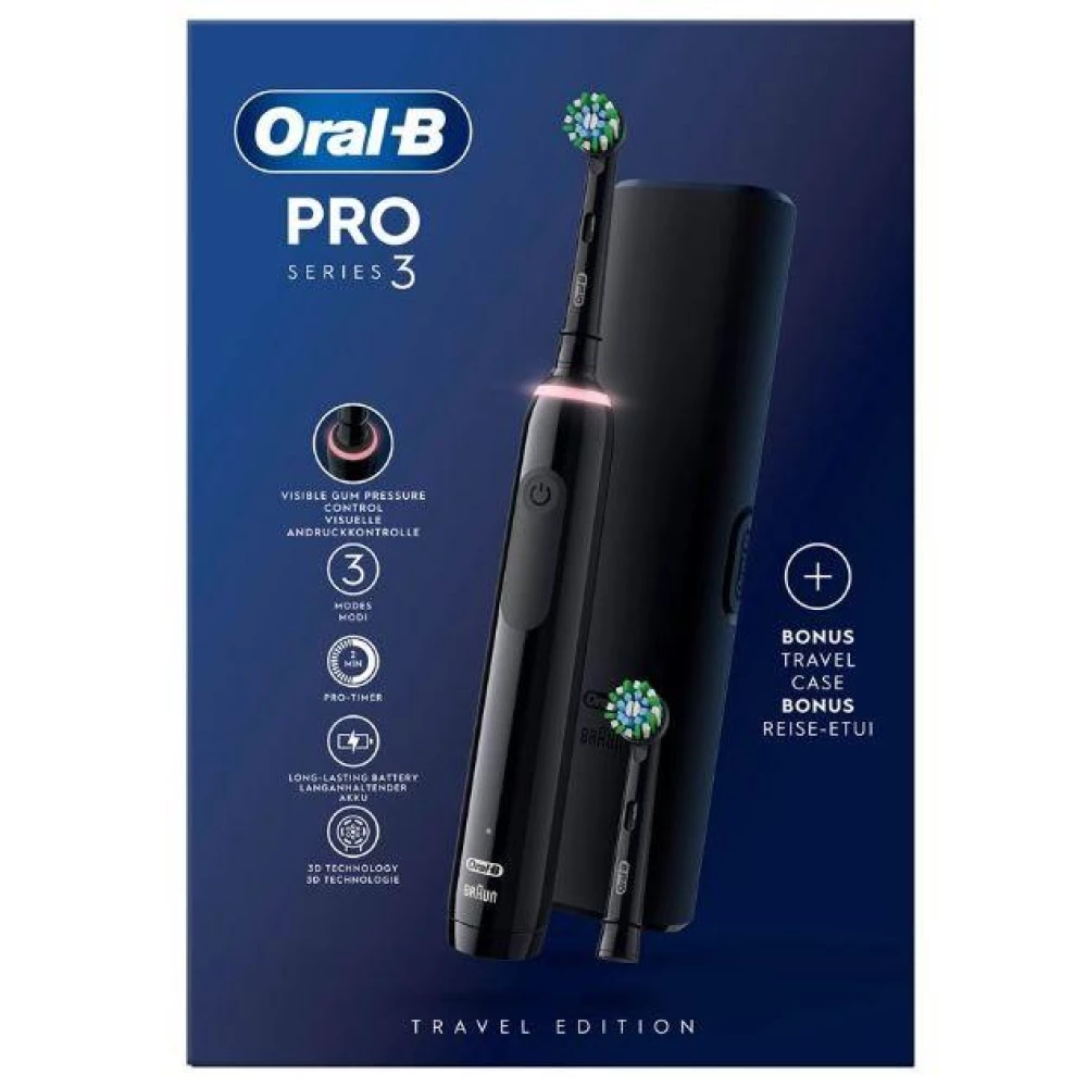 Электрическая зубная щетка Braun Oral-B PRO3 3500 Black с дорожным футляром