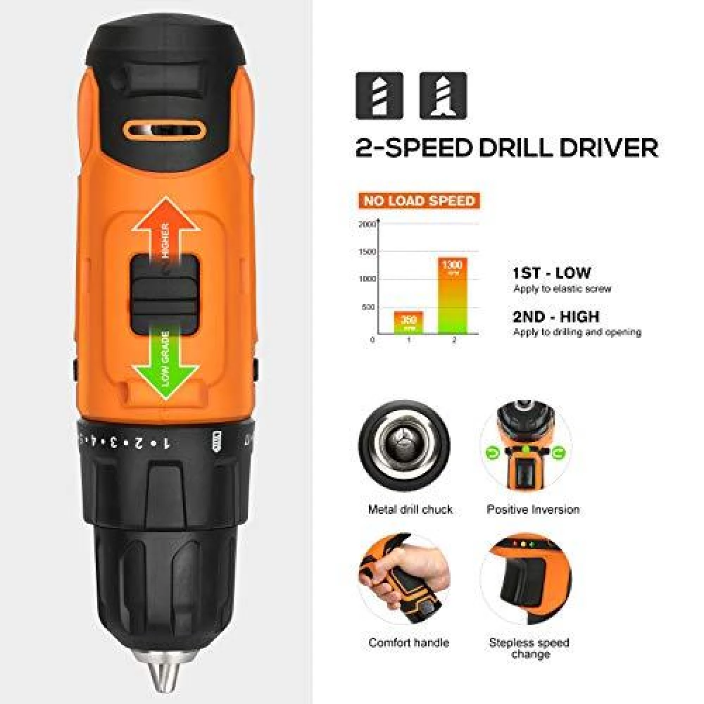 Акамуляторный шуруповёрт дрель GALAX PRO yd022a 12в  + набор